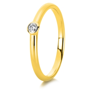 Solitaire Ring Zarge 18kt Gelbgold mit 0,05ct Diamanten