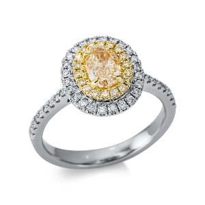 Ring 4er-Krappe 18kt Weißgold / Gelbgold mit 1,10ct Diamanten