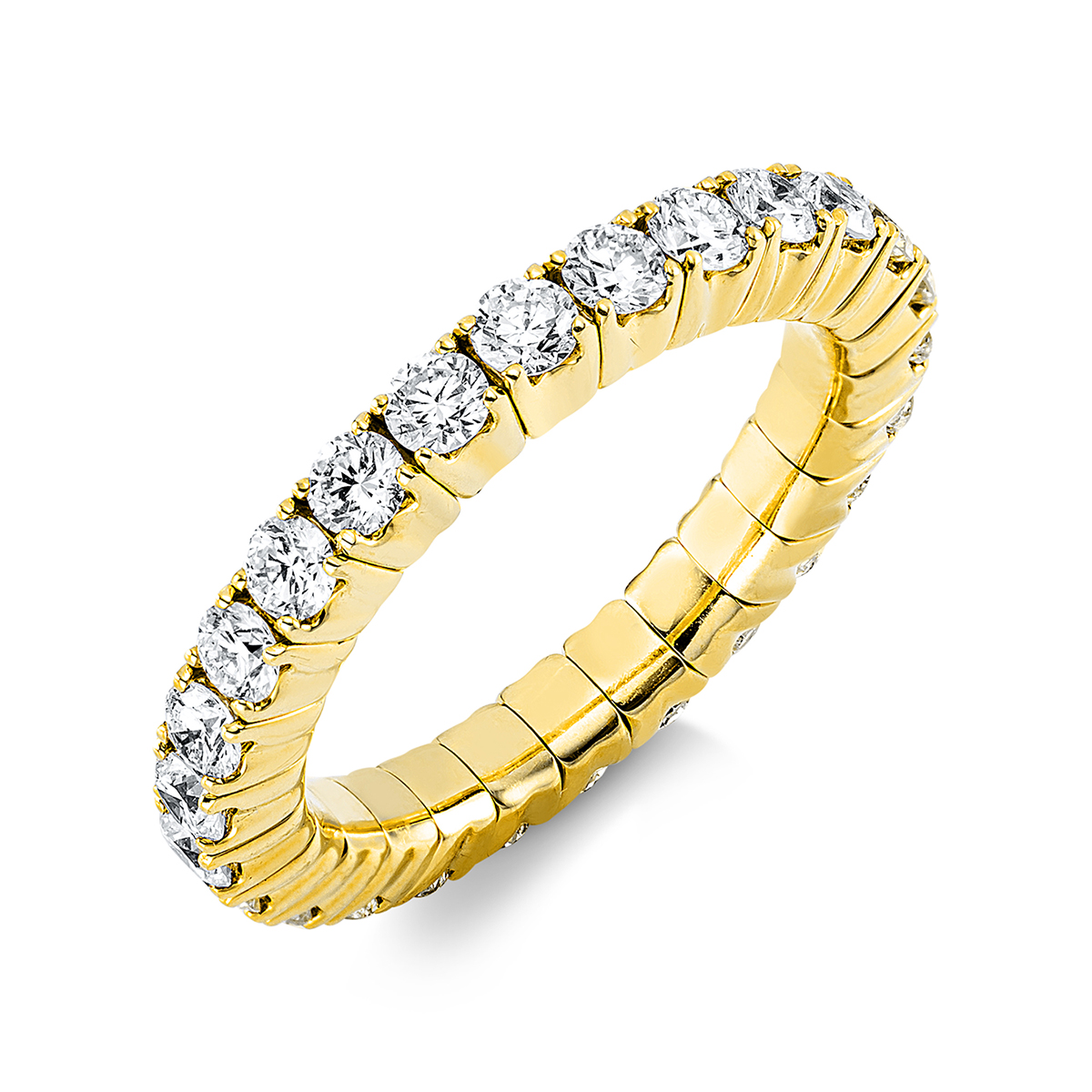 Infinity Memoire Ring 4er-Krappe 18kt Gelbgold Flex-Band, variabel mit 1,89ct Diamanten