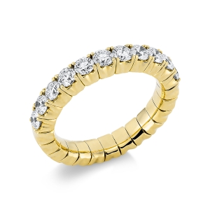 Memoire halb Ring 4er-Krappe 18kt Gelbgold Flex-Band, variabel mit 1,15ct Diamanten