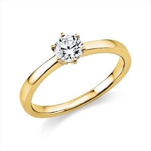 Solitaire Ring 6er-Krappe 14kt Gelbgold GIA7302736355 mit 0,40ct Diamanten