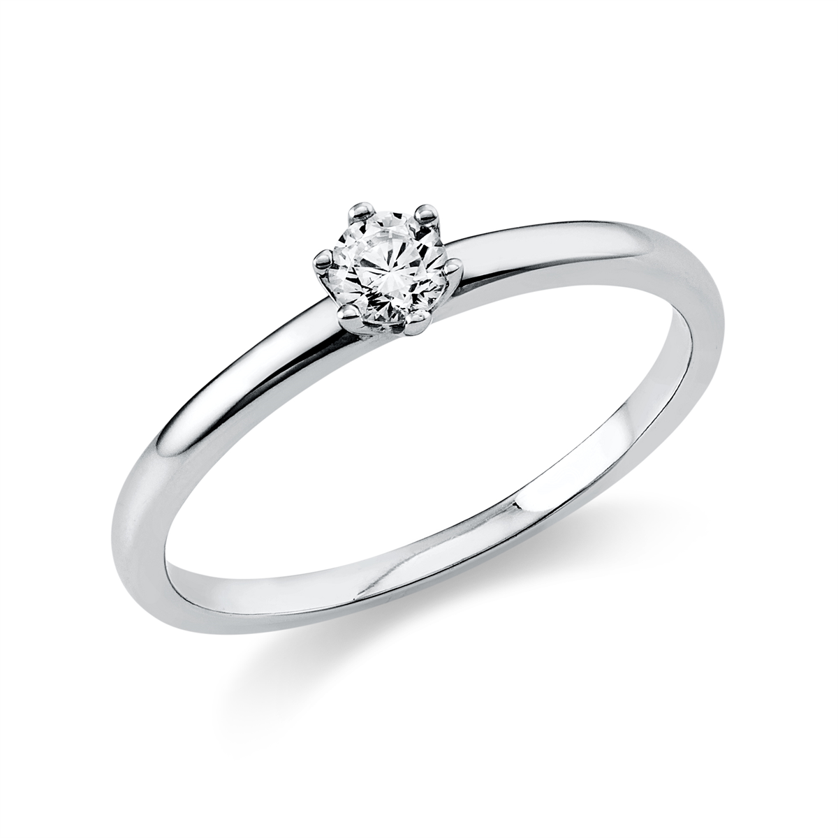 Solitaire Ring 6er-Krappe 950PL Platin mit 0,15ct Diamanten