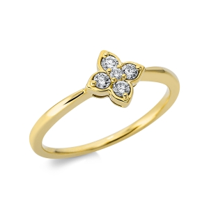 Ring  18kt Gelbgold Fassung rhodiniert mit 0,18ct Diamanten