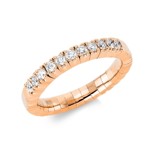 Memoire halb Ring 4er-Krappe 18kt Rotgold Flex-Band, variabel mit 0,28ct Diamanten