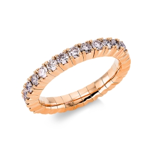 Memoire halb Ring 4er-Krappe 18kt Rotgold Flex-Band, variabel mit 0,72ct Diamanten