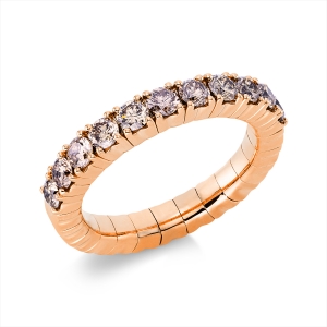 Memoire halb Ring 4er-Krappe 18kt Rotgold Flex-Band, variabel mit 1,05ct Diamanten