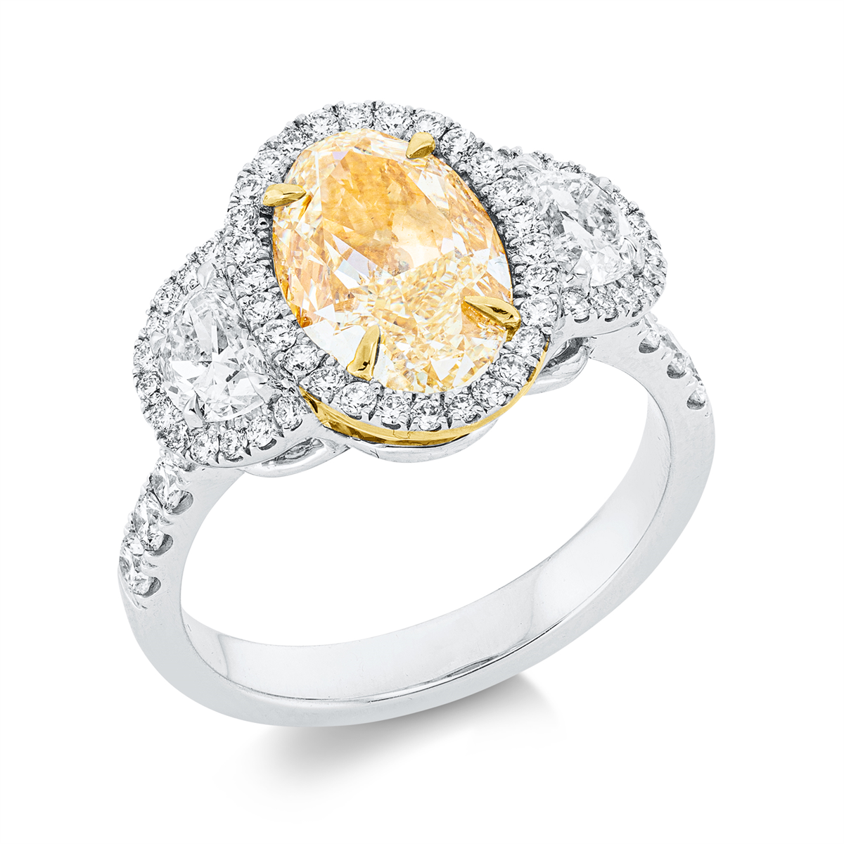 Ring  18kt Weißgold / Gelbgold GIA5463033659 mit 4,21ct Diamanten