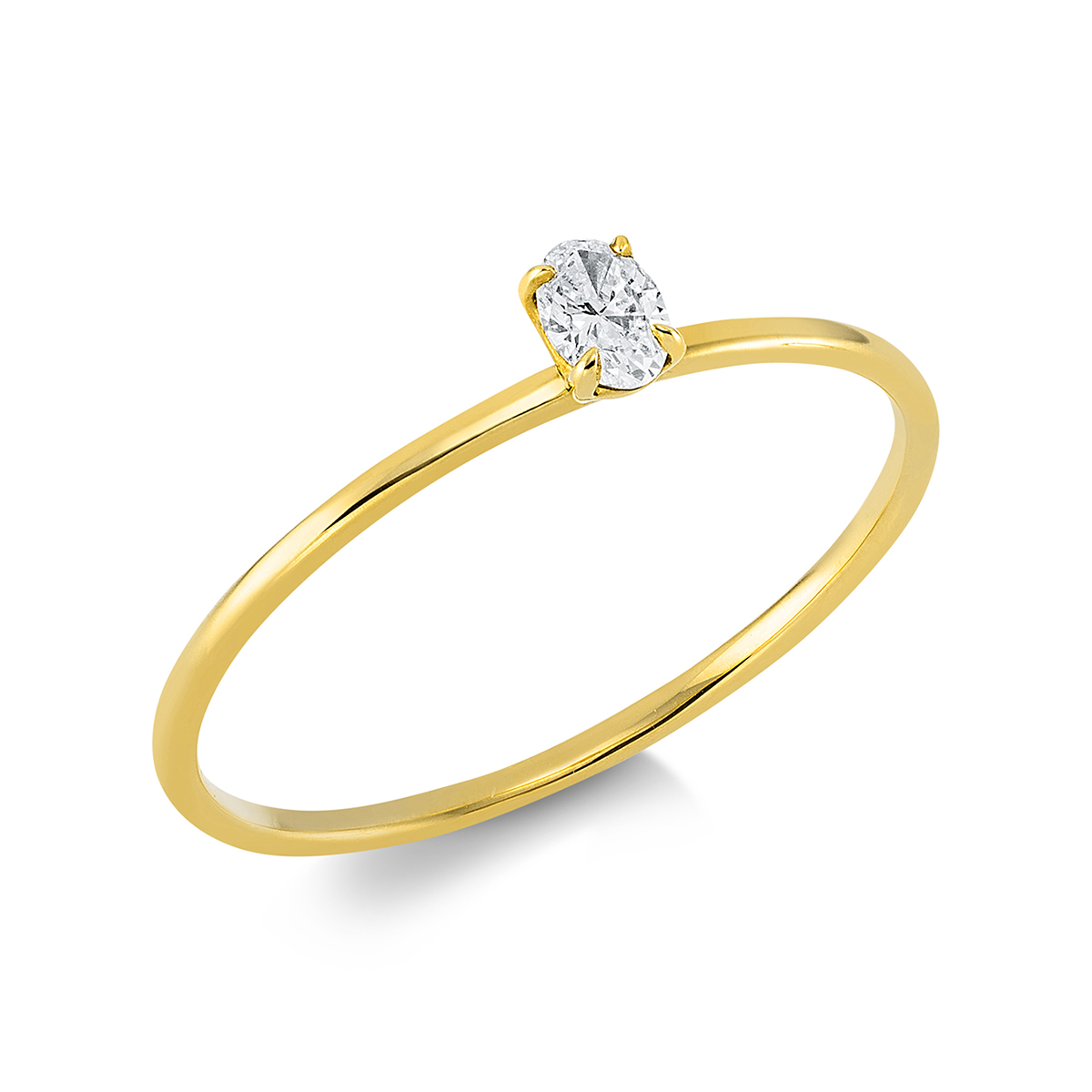 Solitaire Ring 4er-Krappe 18kt Gelbgold mit 0,12ct Diamanten