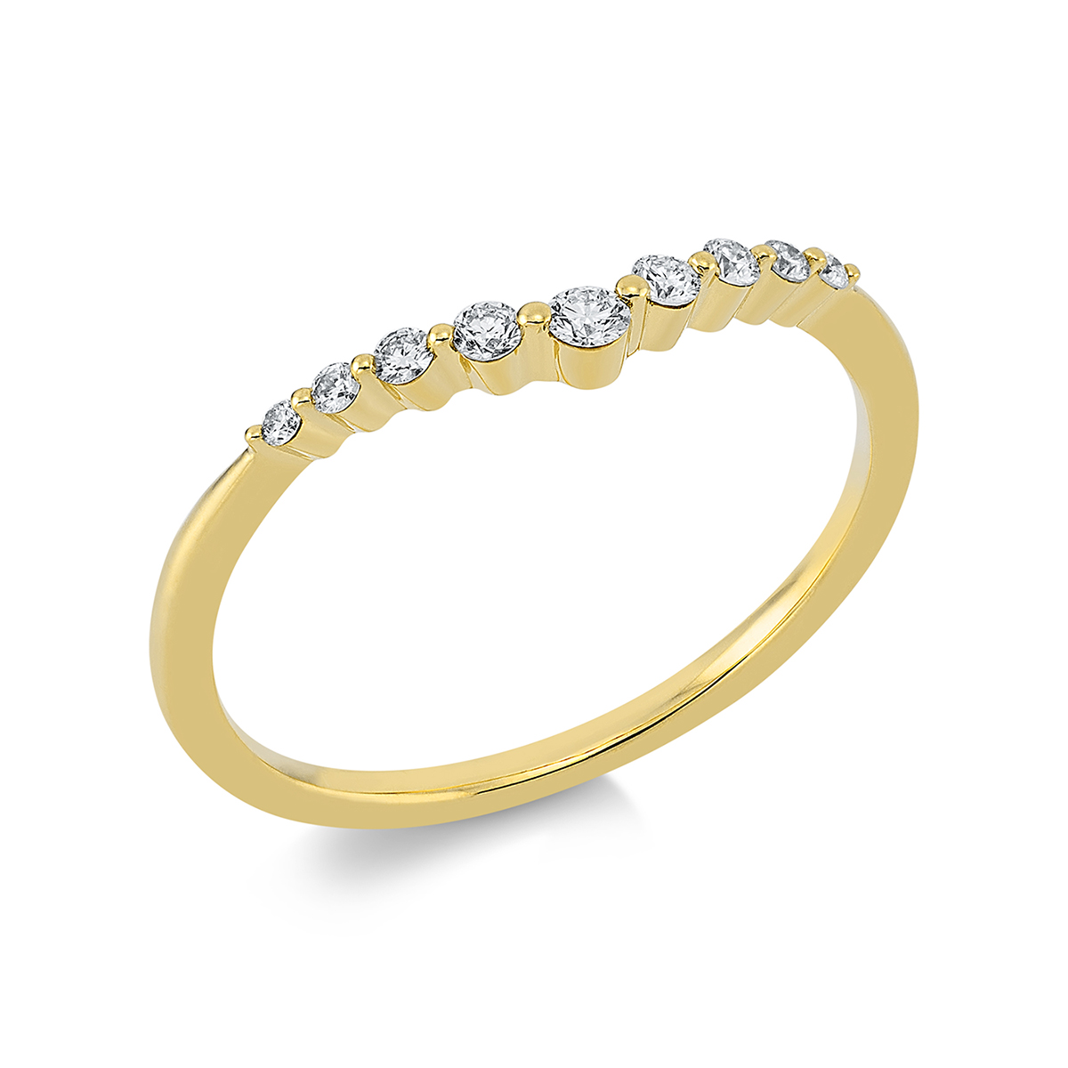 Memoire halb Ring  18kt Gelbgold mit 0,12ct Diamanten