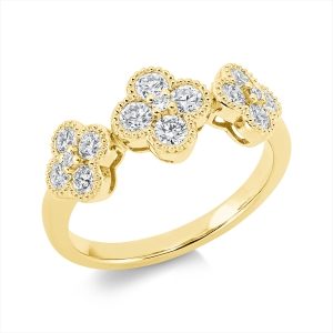 Ring  18kt Gelbgold Fassung rhodiniert mit 0,74ct Diamanten