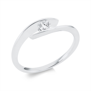 Solitaire Ring  14kt Weißgold mit 0,14ct Diamanten