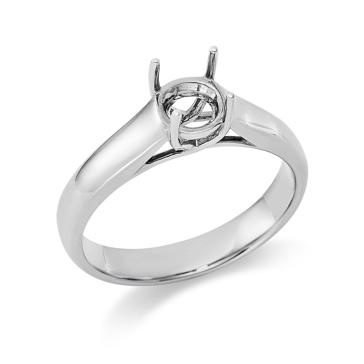 Solitaire Ring 4er-Krappe 18kt Weißgold mit 0,00ct Diamanten