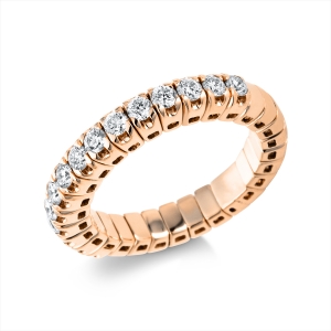 Memoire halb Ring 4er-Krappe 18kt Rotgold Flex-Band, variabel mit 0,74ct Diamanten