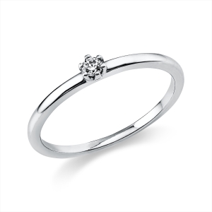 Solitaire Ring 6er-Krappe 14kt Gelbgold mit 0,05ct Diamanten