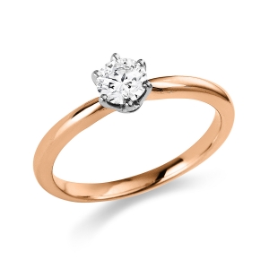 Solitaire Ring 6er-Krappe 18kt Rotgold Weißgold Platin 950 60679763 mit 0,43ct Diamanten