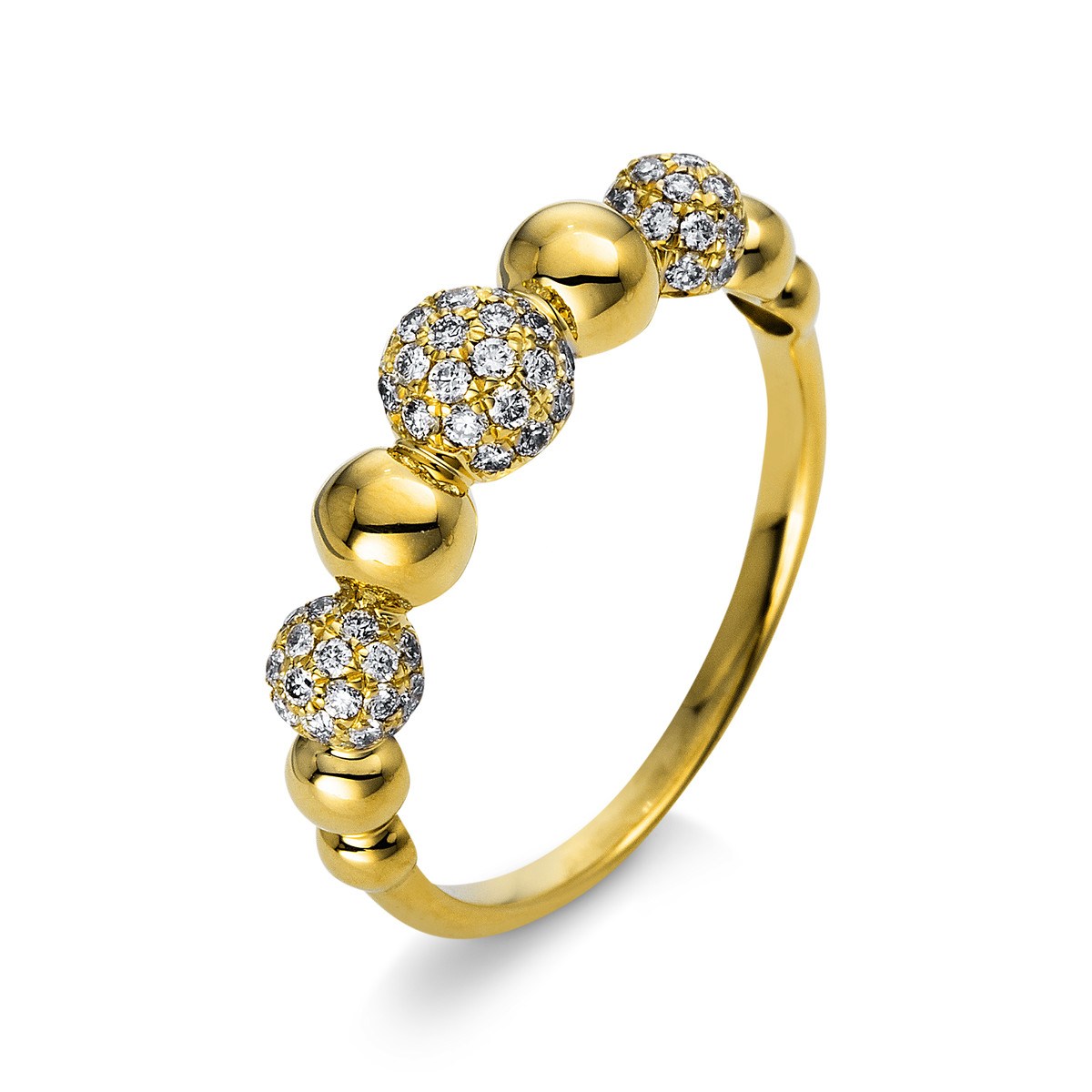 Pavé Ring  18kt Gelbgold  Kugel mit 0,42ct Diamanten