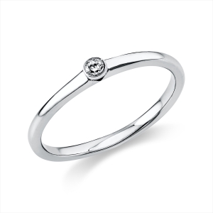 Solitaire Ring Zarge 18kt Gelbgold mit 0,05ct Diamanten