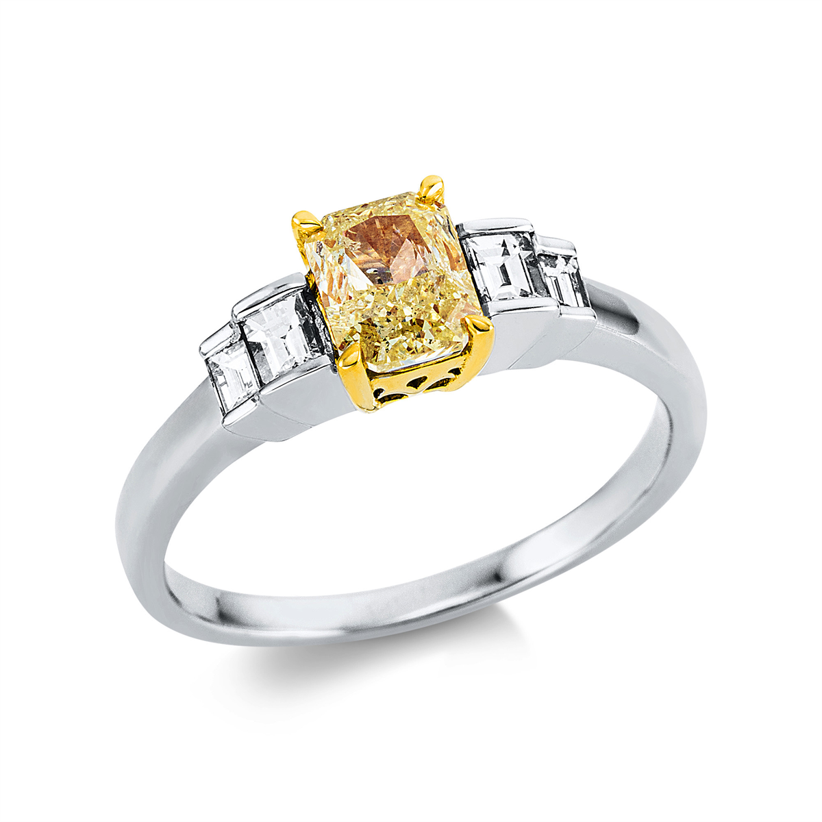 Ring 4er-Krappe 18kt Weißgold / Gelbgold GIA 2151480559 mit 2,15ct Diamanten