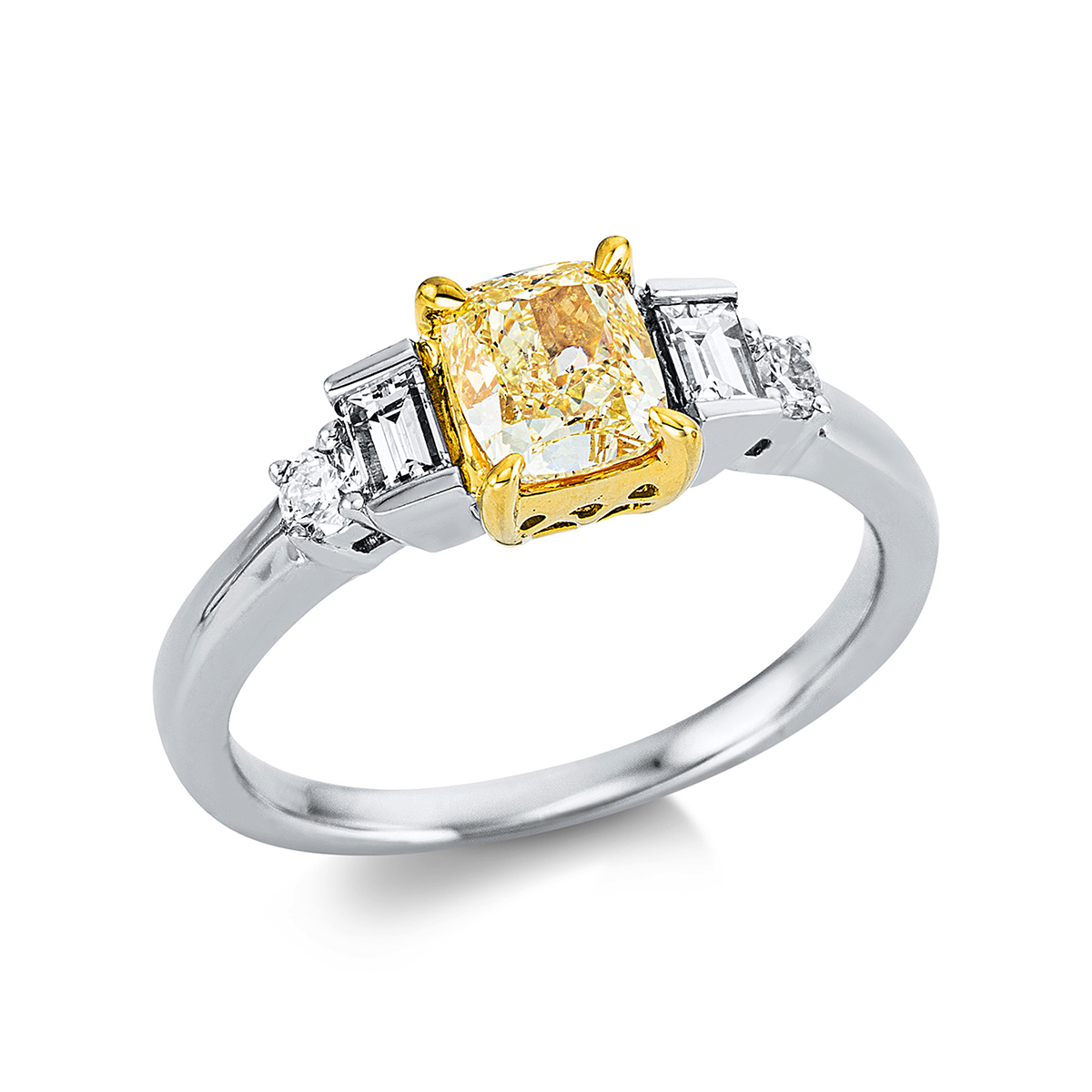 Ring 4er-Krappe 18kt Weißgold / Gelbgold GIA 5386881878 mit 1,40ct Diamanten