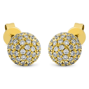 Pavé Ohrstecker  18kt Gelbgold  Kugel mit 0,93ct Diamanten