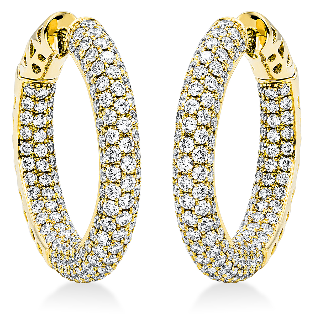 Pavé Creolen  18kt Gelbgold mit 5,91ct Diamanten