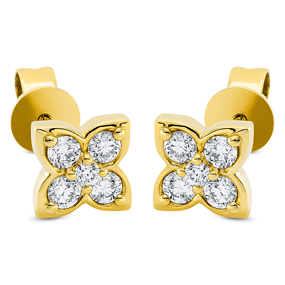 Ohrstecker  18kt Gelbgold Fassung rhodiniert mit 0,28ct Diamanten