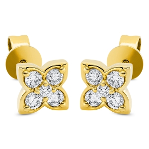 Ohrstecker  18kt Gelbgold Fassung rhodiniert mit 0,28ct Diamanten