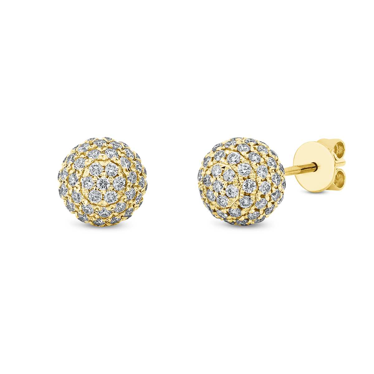 Pavé Ohrstecker  18kt Gelbgold  Kugel mit 0,93ct Diamanten