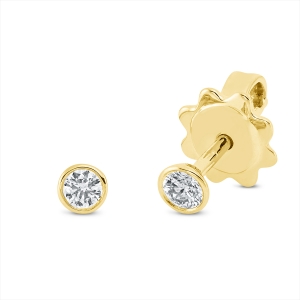 Solitaire Ohrstecker Zarge 18kt Gelbgold mit 0,15ct Diamanten