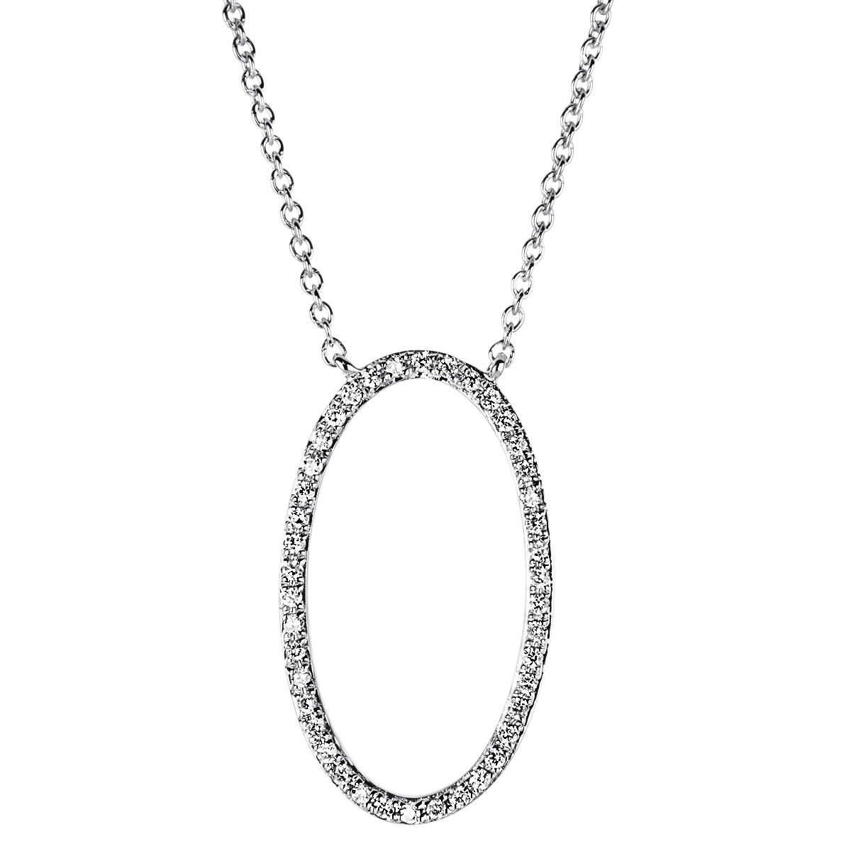 Collier  14kt Weißgold  Oval mit 0,11ct Diamanten