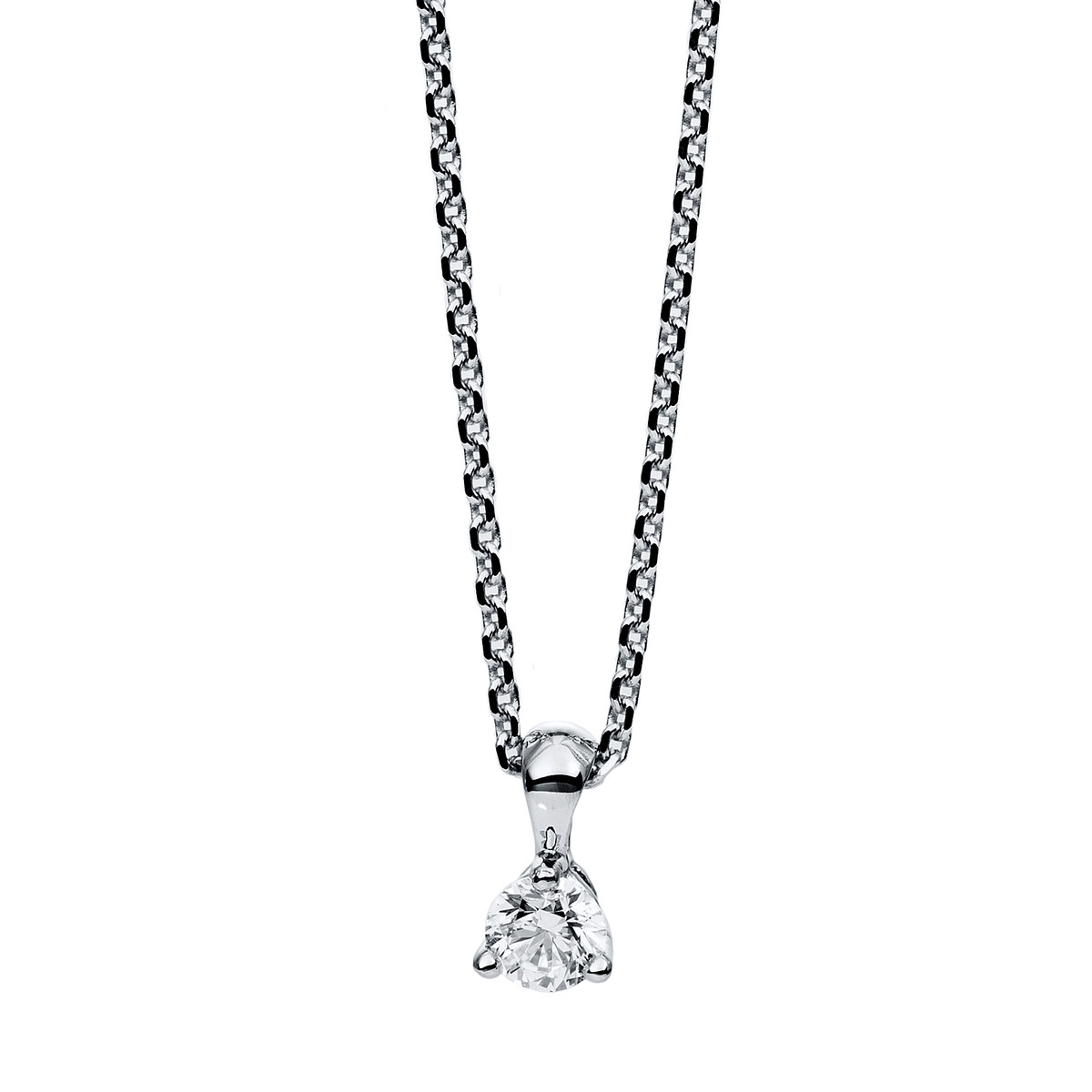 Solitaire Collier 3er-Krappe 14kt Weißgold mit 0,15ct Diamanten