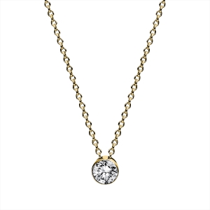 Solitaire Collier Zarge 18kt Gelbgold mit 0,20ct Diamanten