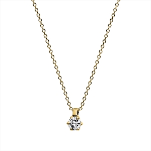 Solitaire Collier 6er-Krappe 14kt Gelbgold mit 0,05ct Diamanten