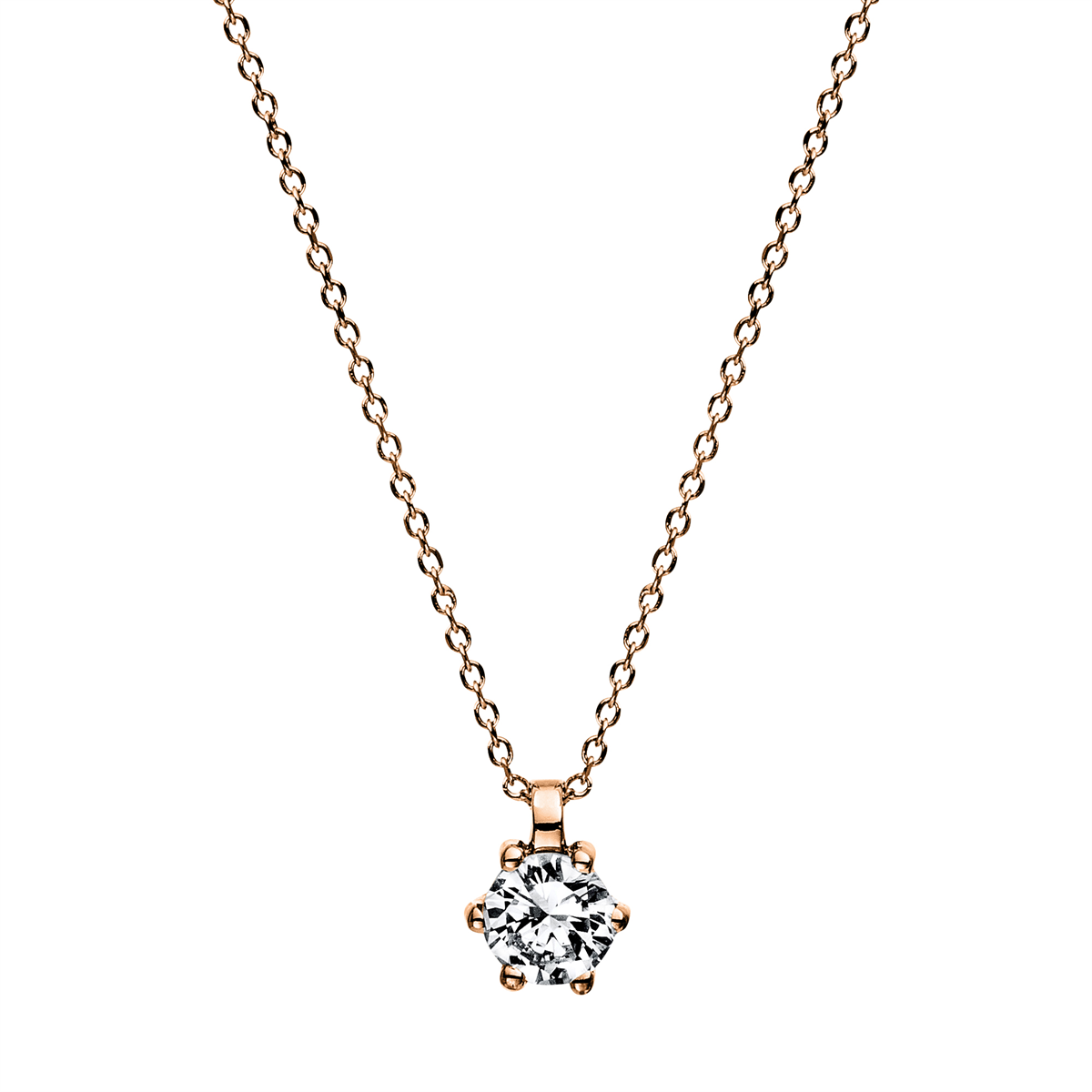 Solitaire Collier 6er-Krappe 18kt Rotgold mit 0,20ct Diamanten