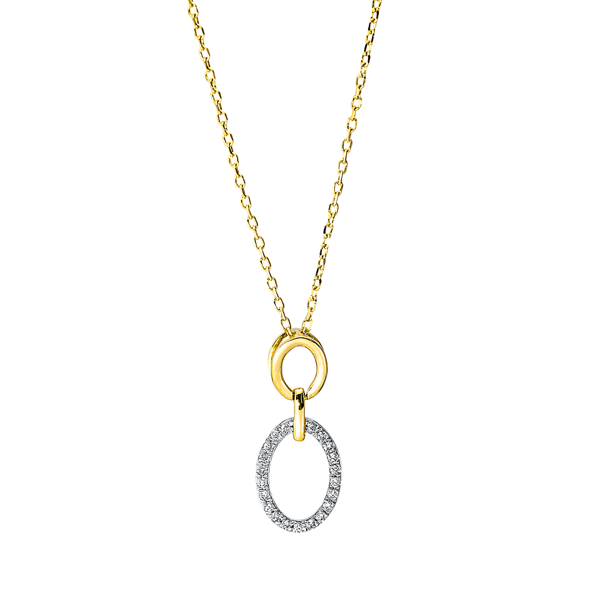 Collier  18kt Gelbgold Fassung rhodiniert mit 0,08ct Diamanten