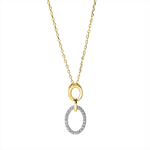 Collier  18kt Gelbgold Fassung rhodiniert mit 0,08ct Diamanten