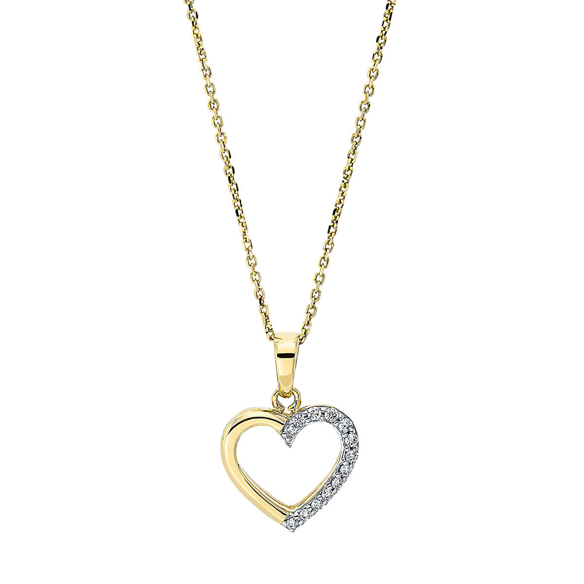 Collier  18kt Gelbgold mit Öse Herz mit 0,07ct Diamanten