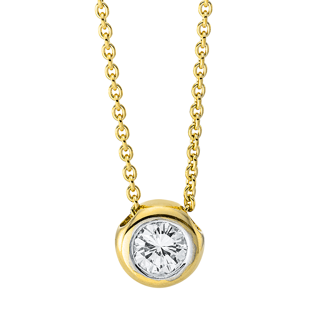 Solitaire Collier  18kt Gelbgold mit 0,08ct Diamanten