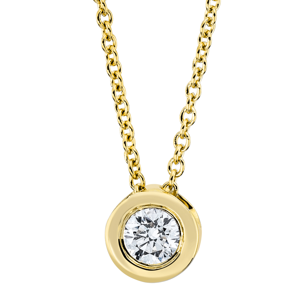 Solitaire Collier Zarge 18kt Gelbgold mit ZÖ 42 cm mit 0,10ct Diamanten