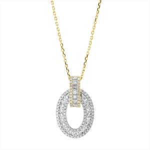 Collier  18kt Gelbgold / Weißgold mit ZÖ 42 cm & 43,5 cm mit 2,02ct Diamanten