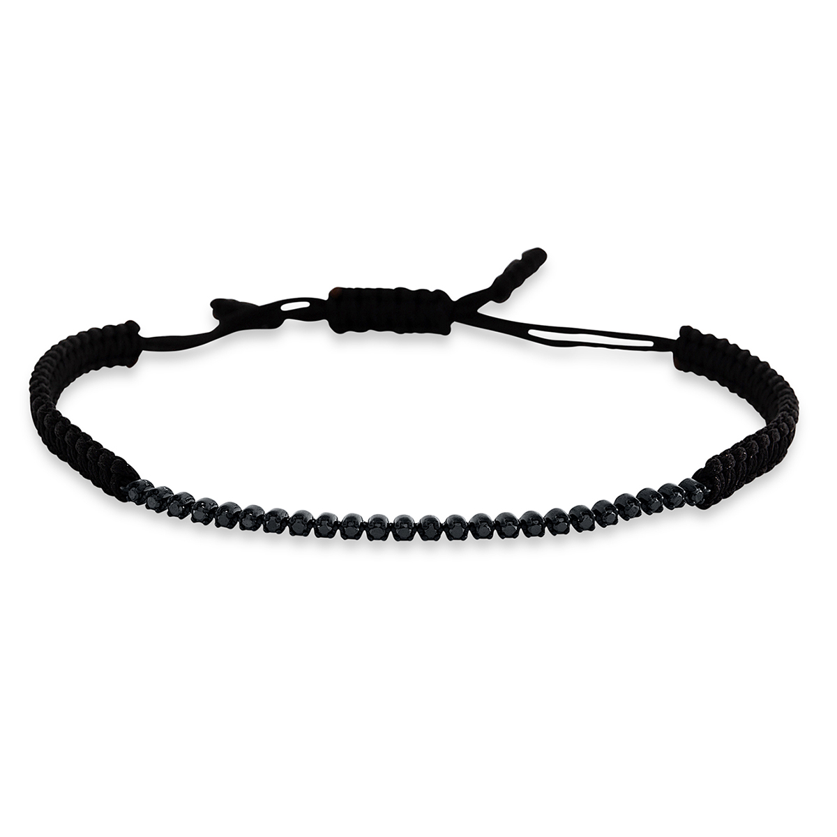 Armband 18 kt WG, schwarz rhodini, schwarz cord