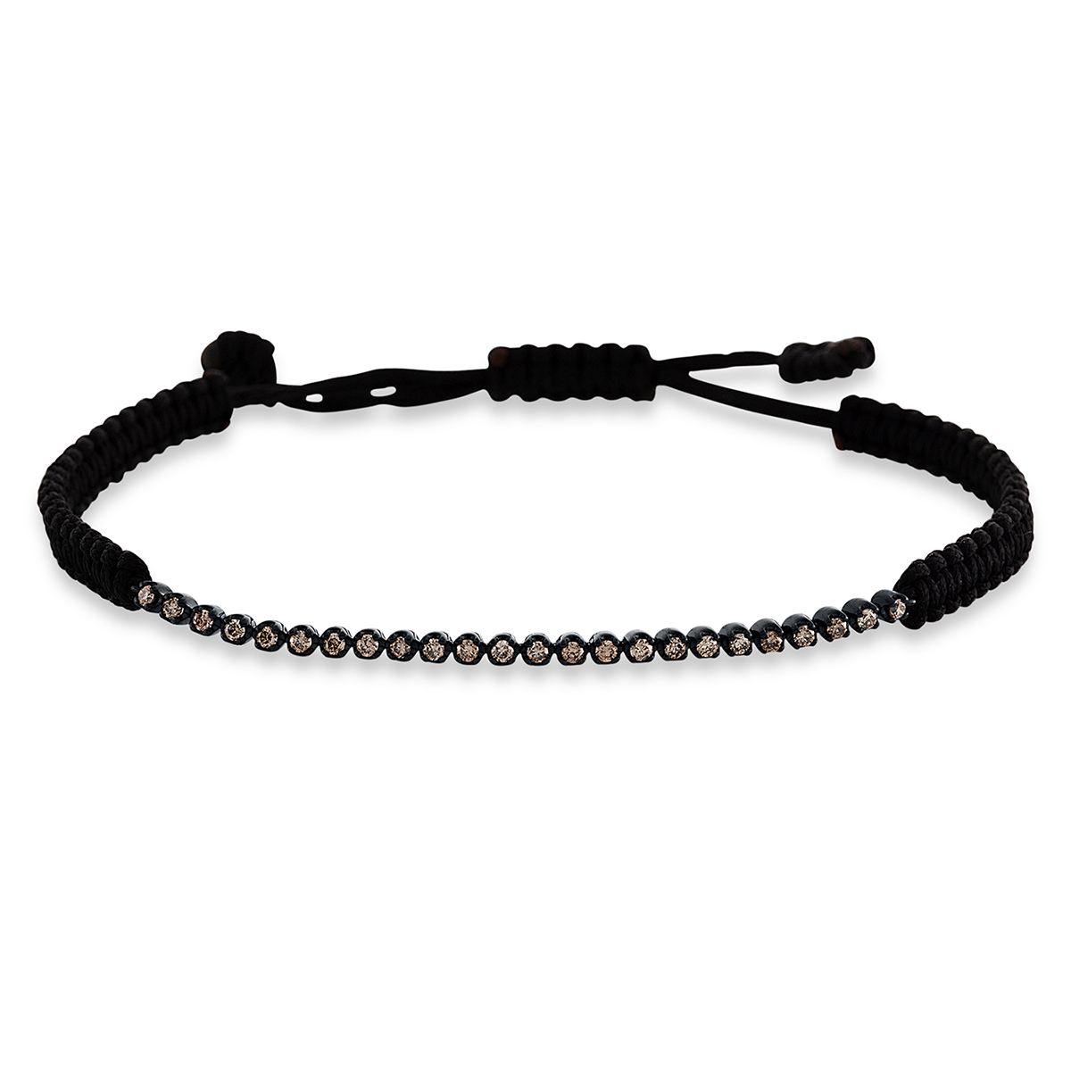 Armband 18 kt WG, schwarz rhodini, schwarz cord