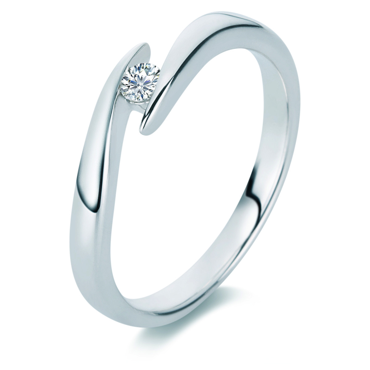 Solitaire Ring  18kt Weißgold mit 0,10ct Diamanten