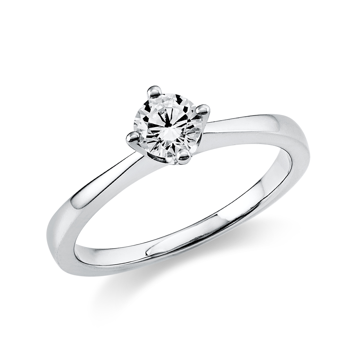 Solitaire Ring 4er-Krappe 14kt Weißgold GIA7398910489 mit 0,42ct Diamanten