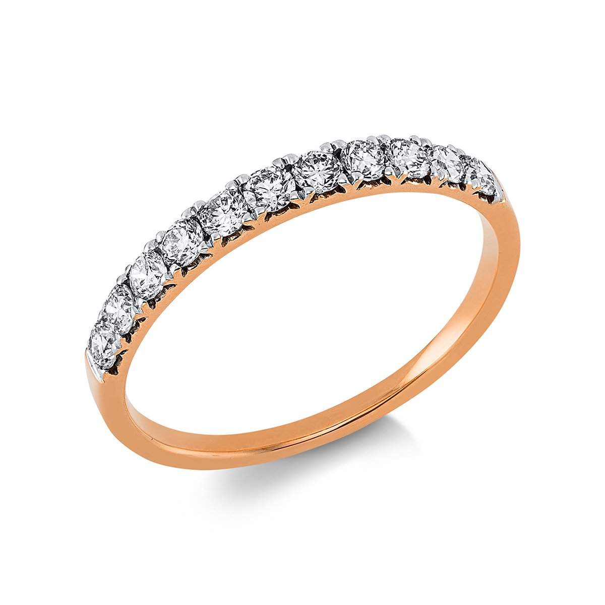 Memoire halb Ring  18kt Rotgold Fassung rhodiniert mit 0,45ct Diamanten