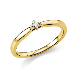 Solitaire Ring 4er-Krappe 14kt Gelbgold mit 0,05ct Diamanten