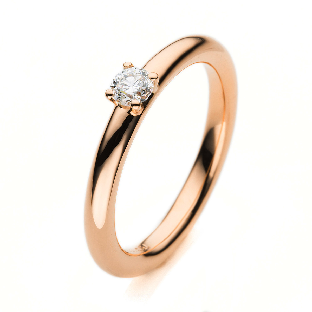 Solitaire Ring 4er-Krappe 18kt Rotgold mit 0,20ct Diamanten