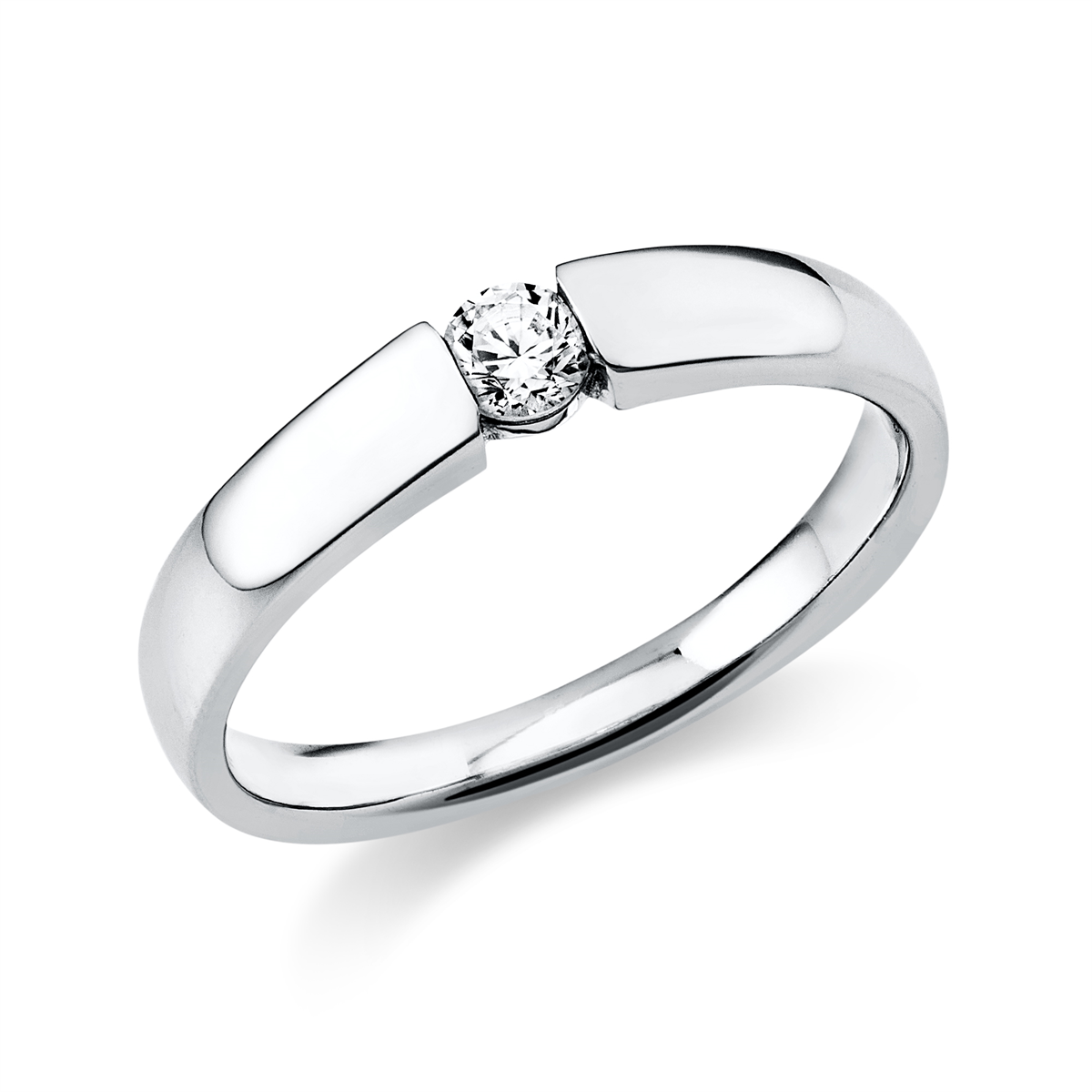 Solitaire Ring  18kt Weißgold poliert mit 0,15ct Diamanten