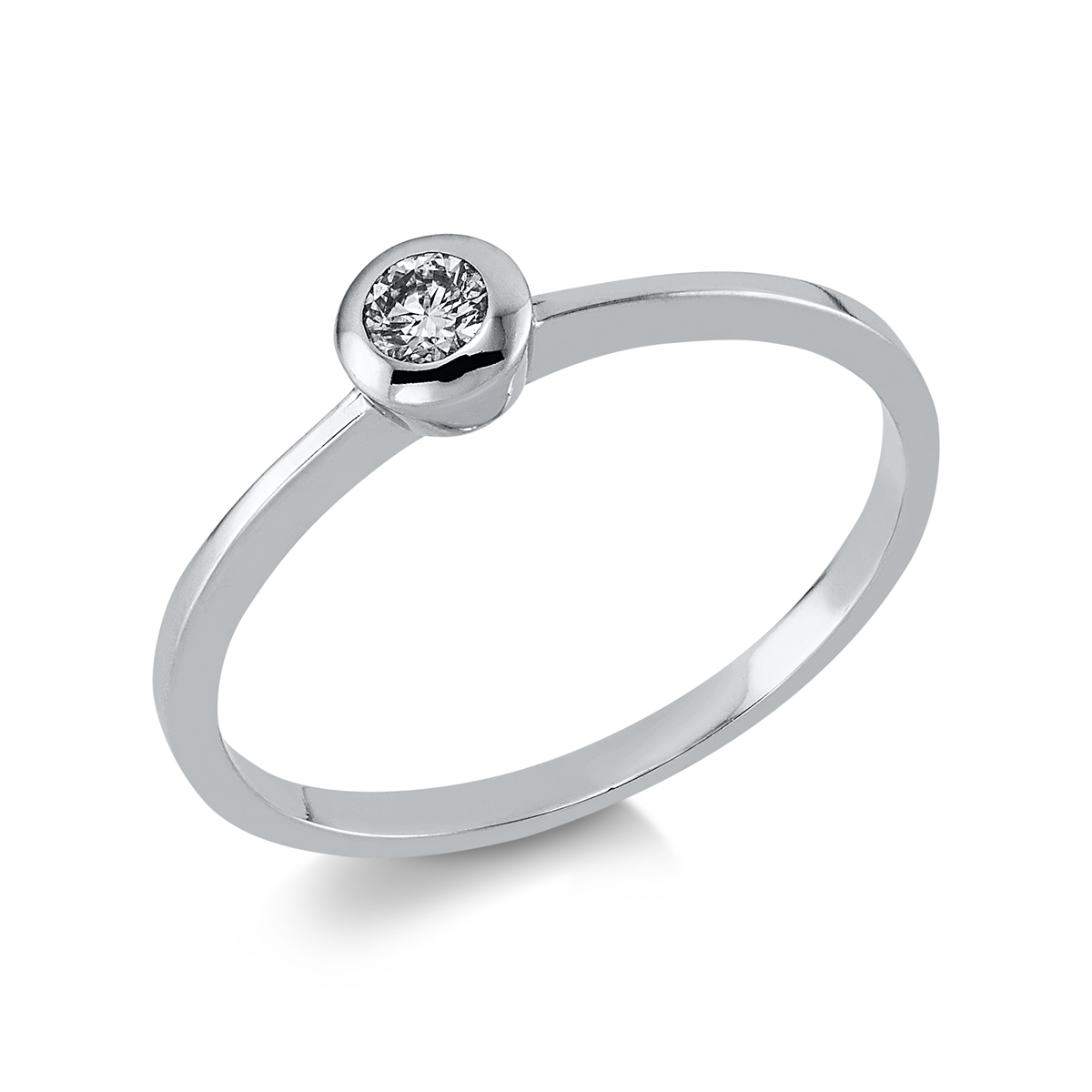 Solitaire Ring  14kt Weißgold mit 0,08ct Diamanten