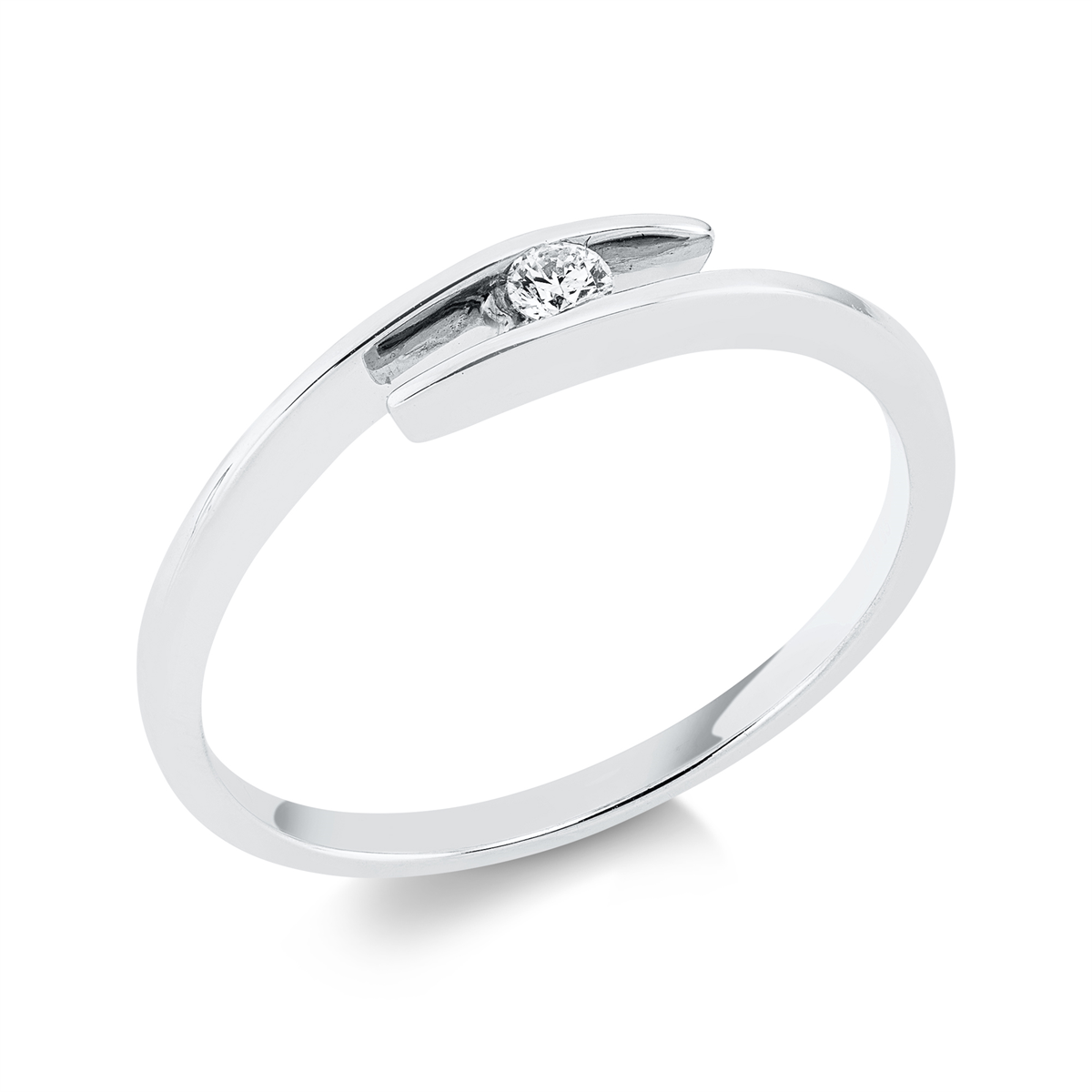 Solitaire Ring  14kt Weißgold mit 0,06ct Diamanten